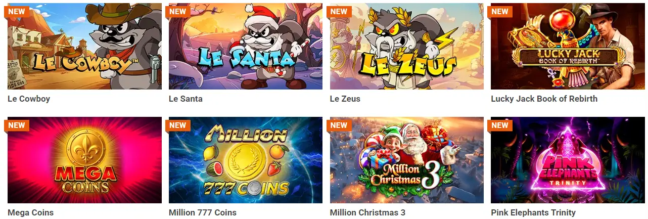 Biblioteca de jogos de mesa, slots e casino ao vivo